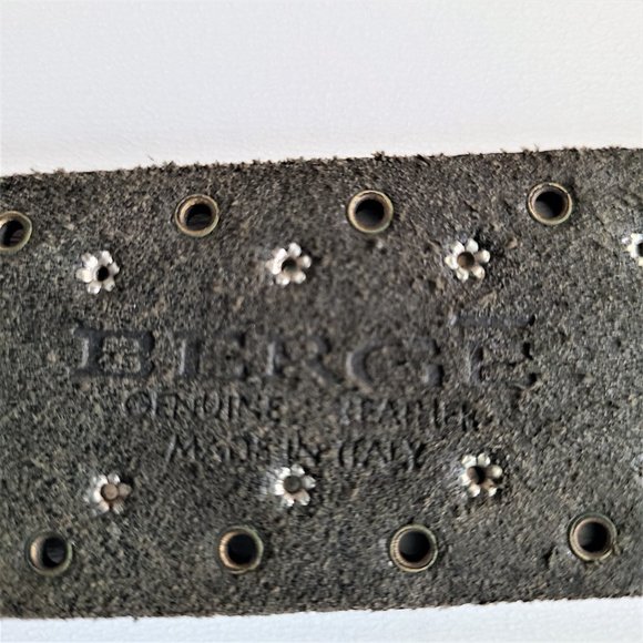 Berge dark green leather belt made in Italy. - Picture 9 of 9